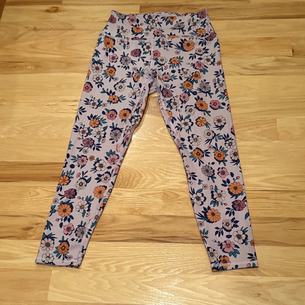 Floral Leggings - Purple and Orange